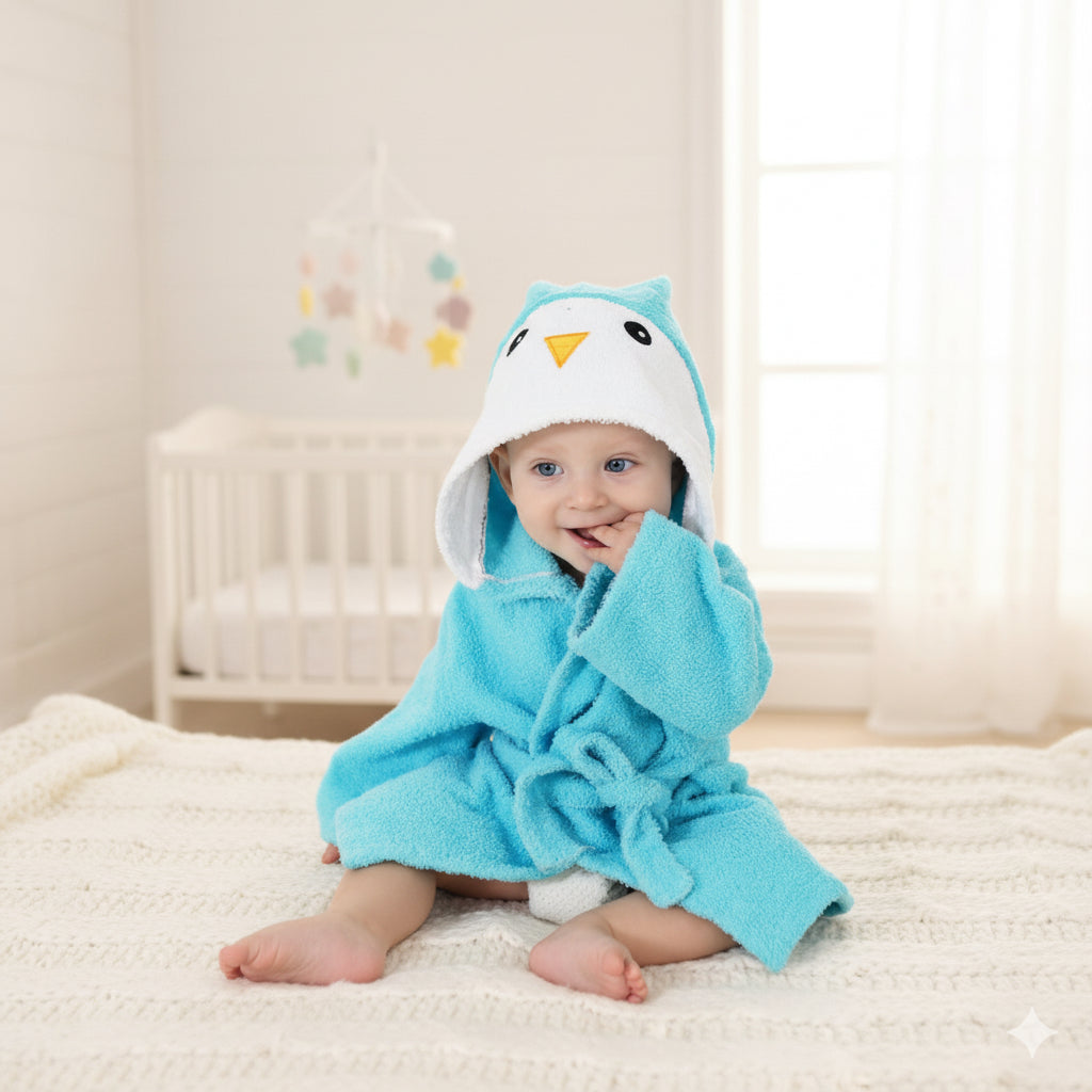 Albornoz Infantil con Capucha – Diseño Animal, Suavidad y Absorción para el Baño