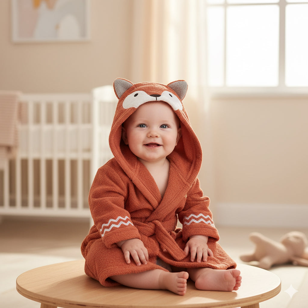Albornoz Infantil con Capucha – Diseño Animal, Suavidad y Absorción para el Baño