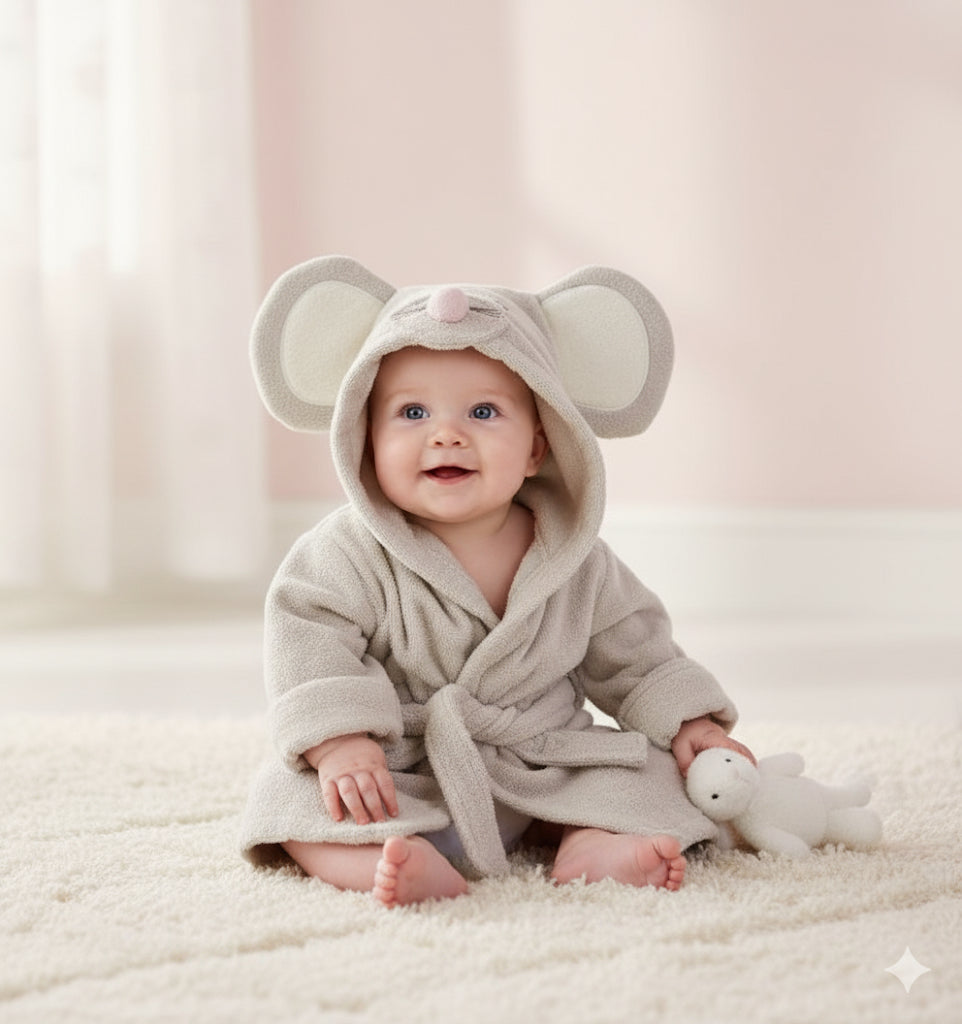 Albornoz Infantil con Capucha – Diseño Animal, Suavidad y Absorción para el Baño
