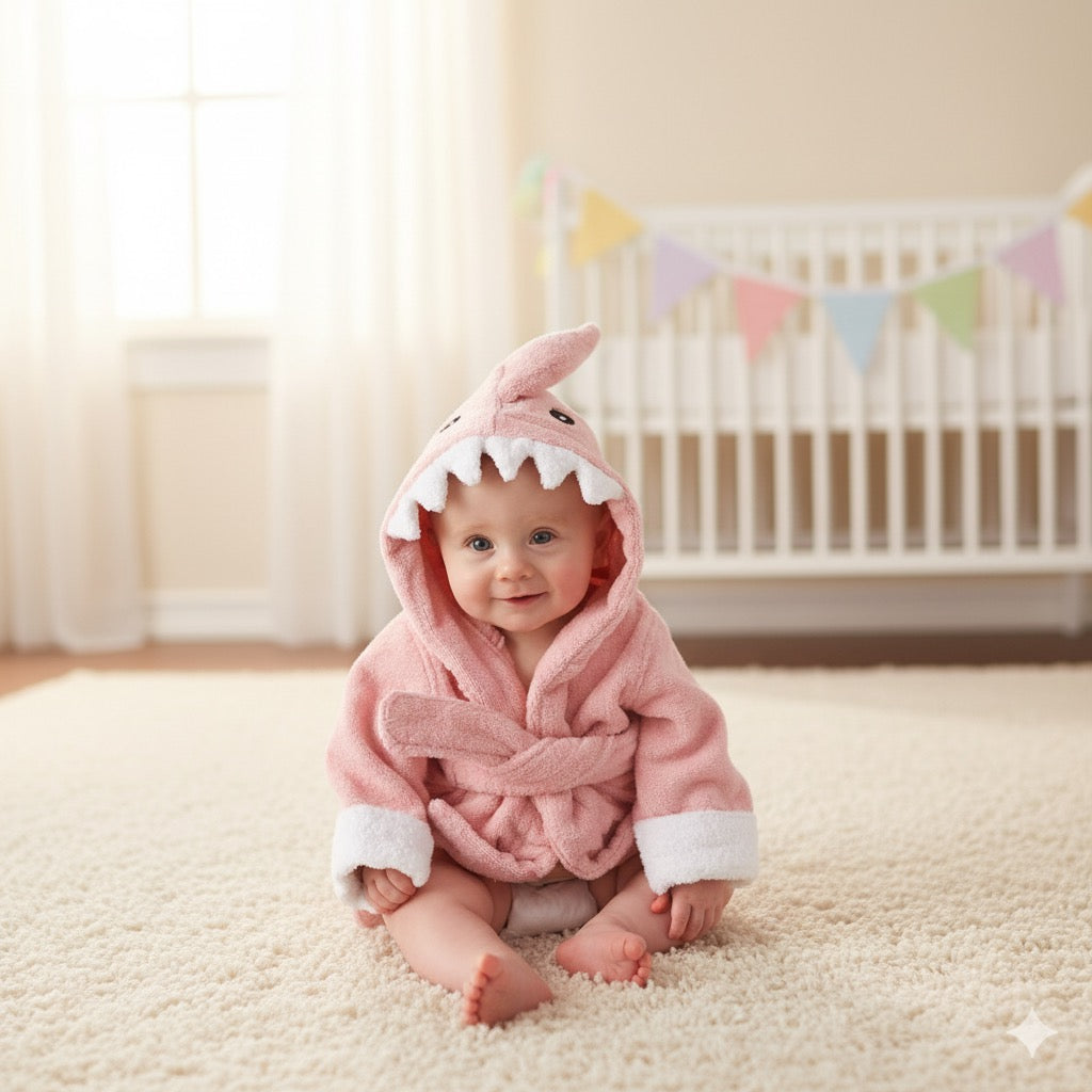 Albornoz Infantil con Capucha – Diseño Animal, Suavidad y Absorción para el Baño