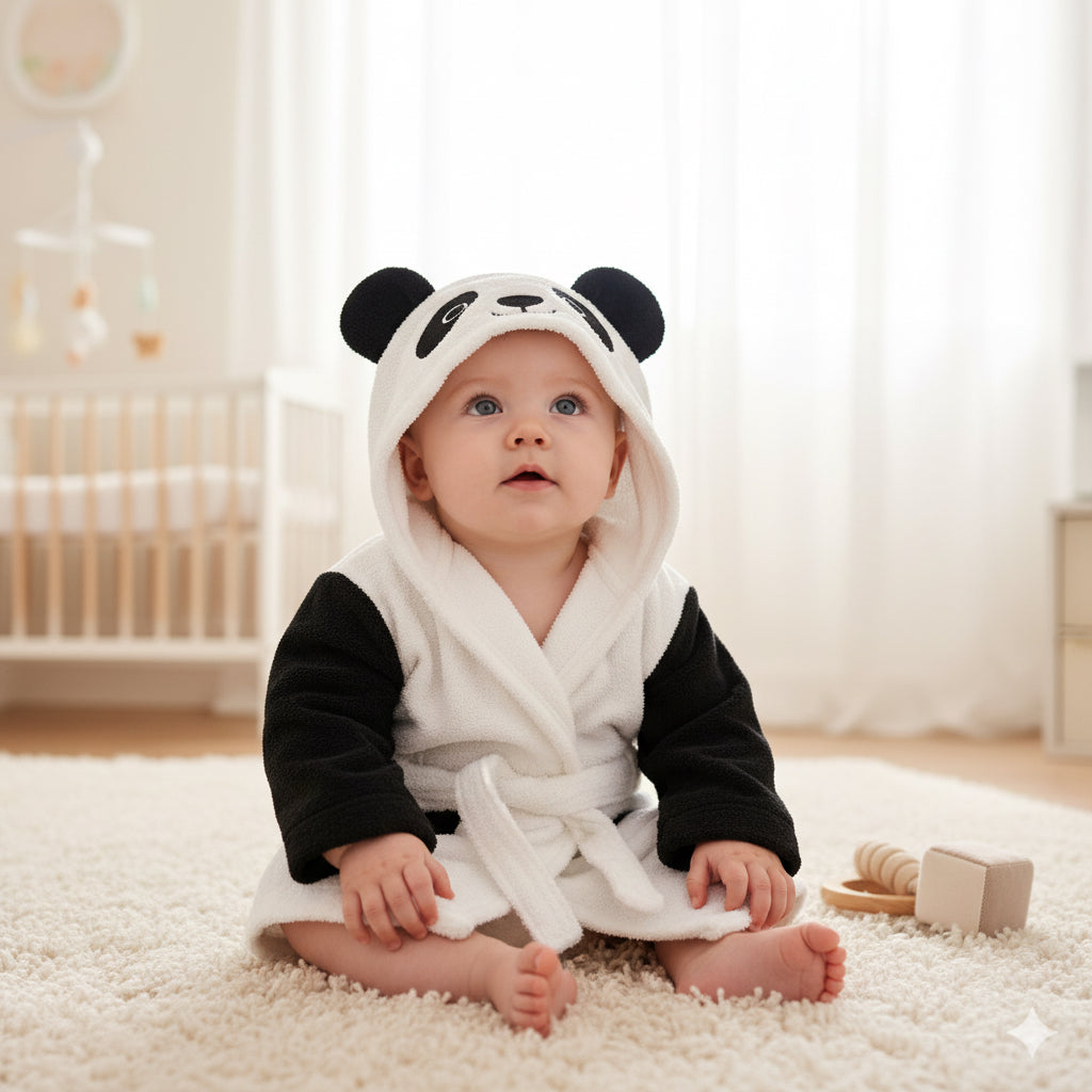 Albornoz Infantil con Capucha – Diseño Animal, Suavidad y Absorción para el Baño