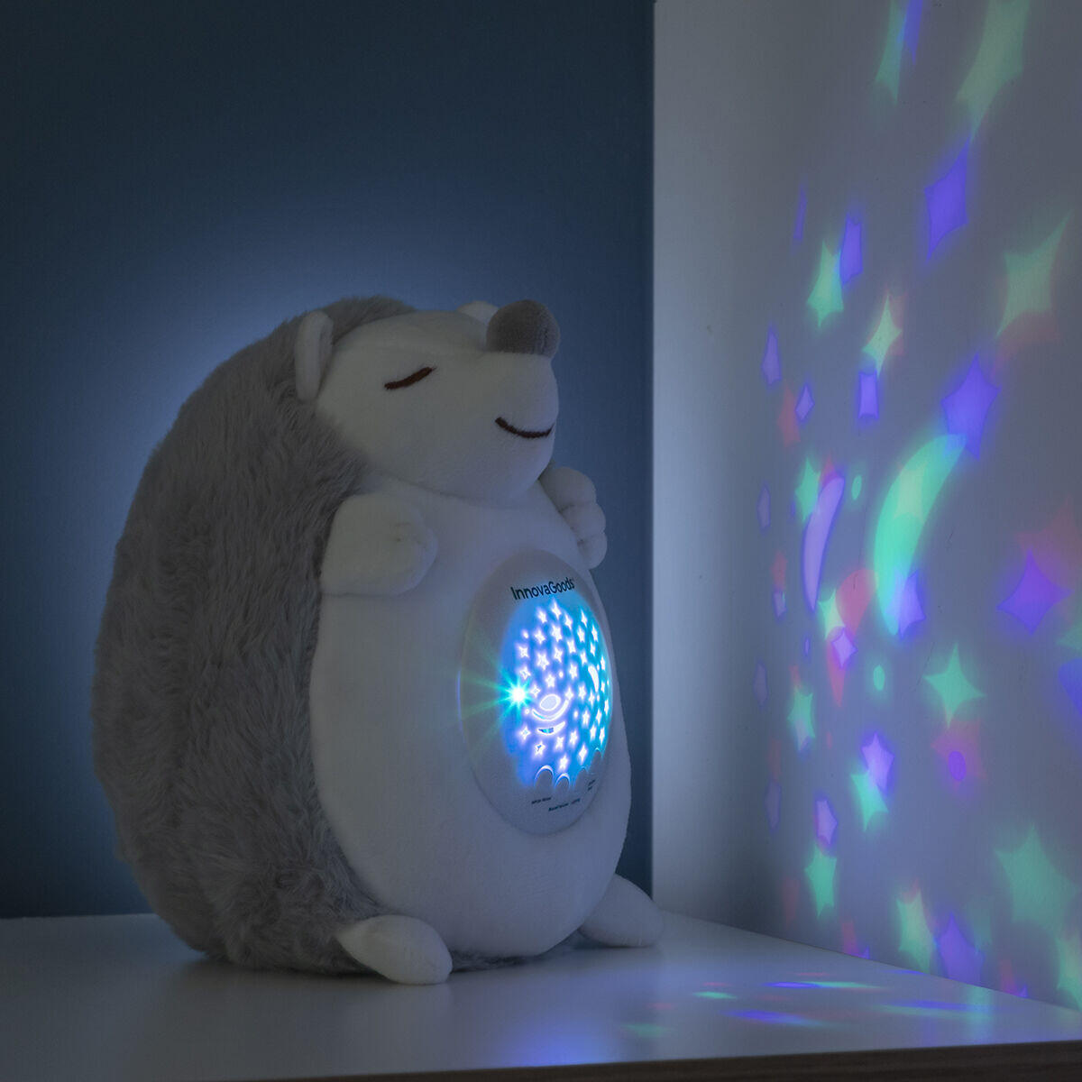 Erizo Peluche ‘Spikey’ con Luz Proyector + Ruido Blanco – Sueños Tranquilos para tu Bebé